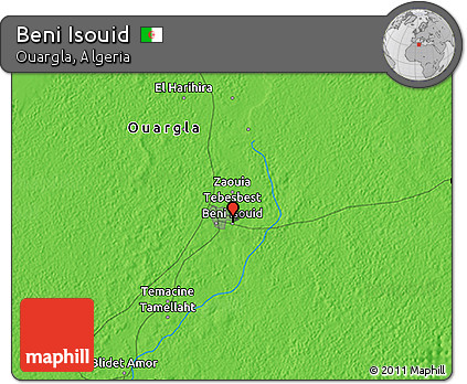 Political 3D Map of Beni Isouid
