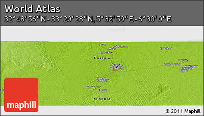 Physical Panoramic Map of the Area around 33° 4' 42" N, 6° 1' 30" E