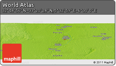 Physical Panoramic Map of the Area around 33° 4' 42" N, 6° 1' 30" E