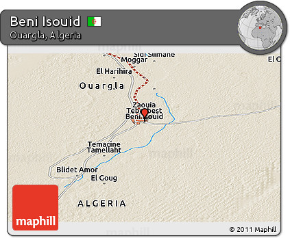Shaded Relief Panoramic Map of Beni Isouid