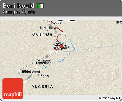 Shaded Relief Panoramic Map of Beni Isouid