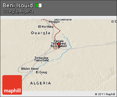 Shaded Relief Panoramic Map of Beni Isouid