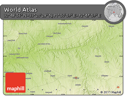 Physical Map of the Area around 33° 4' 42" N, 72° 19' 29" E