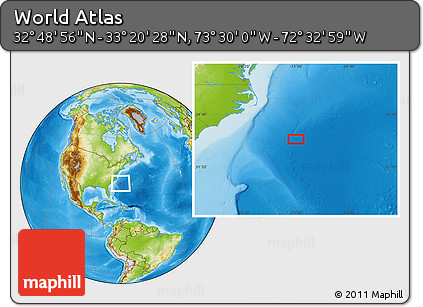 Physical Location Map of the Area around 33° 4' 42" N, 73° 1' 30" W
