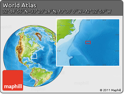 Physical Location Map of the Area around 33° 4' 42" N, 73° 1' 30" W