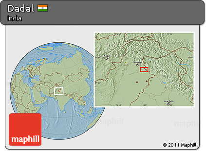 Savanna Style Location Map of Dadal, hill shading