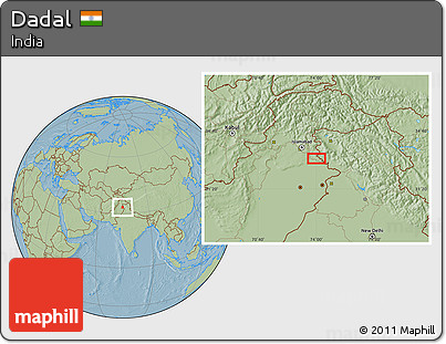 Savanna Style Location Map of Dadal, hill shading