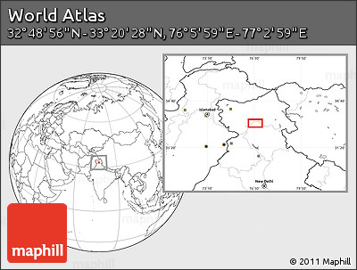 Blank Location Map of the Area around 33° 4' 42" N, 76° 34' 29" E