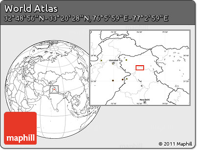 Blank Location Map of the Area around 33° 4' 42" N, 76° 34' 29" E