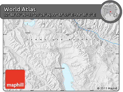 Physical Map of the Area around 33° 4' 42" N, 78° 16' 30" E