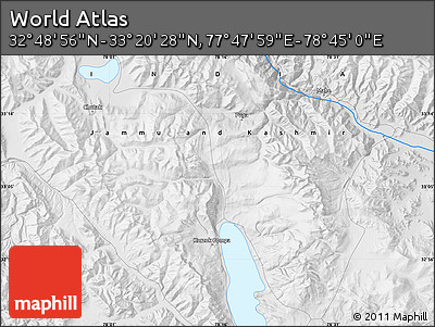 Physical Map of the Area around 33° 4' 42" N, 78° 16' 30" E