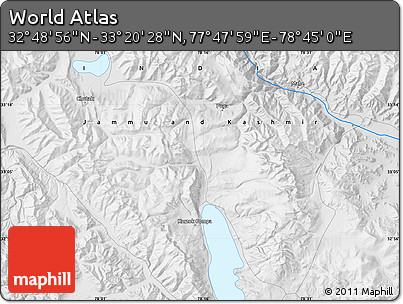 Physical Map of the Area around 33° 4' 42" N, 78° 16' 30" E