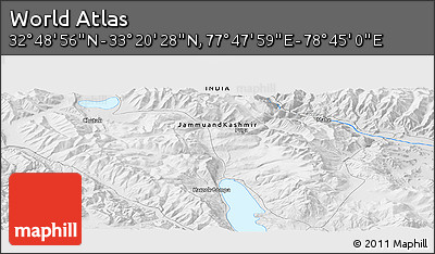 Physical Panoramic Map of the Area around 33° 4' 42" N, 78° 16' 30" E