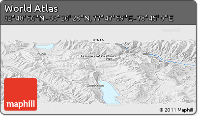 Physical Panoramic Map of the Area around 33° 4' 42" N, 78° 16' 30" E
