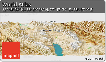 Satellite Panoramic Map of the Area around 33° 4' 42" N, 78° 16' 30" E