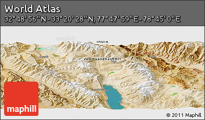Satellite Panoramic Map of the Area around 33° 4' 42" N, 78° 16' 30" E