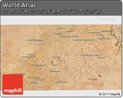 Satellite 3D Map of the Area around 33° 4' 42" N, 7° 34' 30" W
