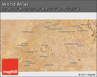 Satellite 3D Map of the Area around 33° 4' 42" N, 7° 34' 30" W