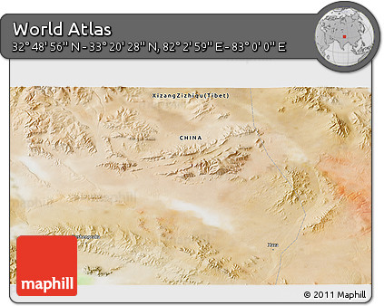 Satellite 3D Map of the Area around 33° 4' 42" N, 82° 31' 30" E