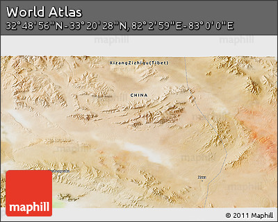 Satellite 3D Map of the Area around 33° 4' 42" N, 82° 31' 30" E