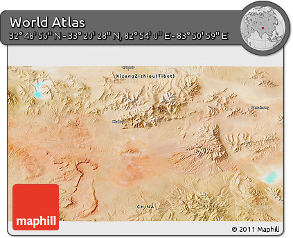 Satellite 3D Map of the Area around 33° 4' 42" N, 83° 22' 30" E
