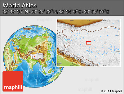 Physical Location Map of the Area around 33° 4' 42" N, 83° 22' 30" E