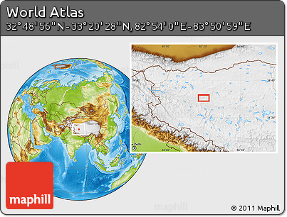 Physical Location Map of the Area around 33° 4' 42" N, 83° 22' 30" E