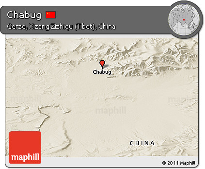 Shaded Relief Panoramic Map of Chabug