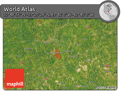 Satellite Map of the Area around 33° 4' 42" N, 83° 13' 29" W