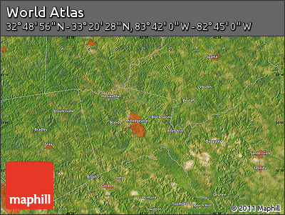 Satellite Map of the Area around 33° 4' 42" N, 83° 13' 29" W