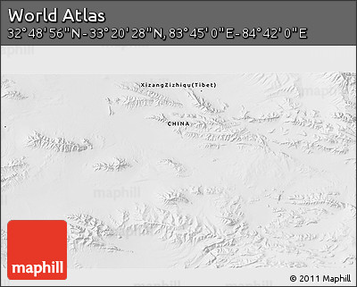 Physical 3D Map of the Area around 33° 4' 42" N, 84° 13' 29" E