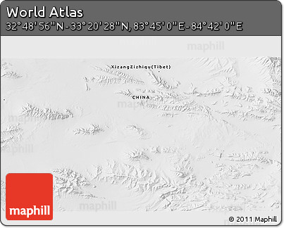 Physical 3D Map of the Area around 33° 4' 42" N, 84° 13' 29" E
