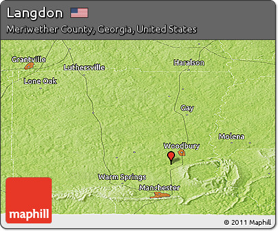 Physical Panoramic Map of Langdon