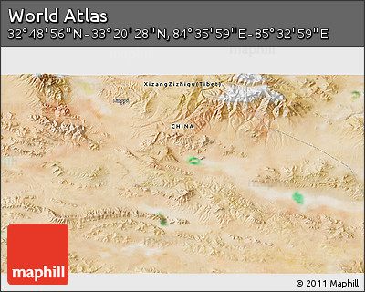 Satellite 3D Map of the Area around 33° 4' 42" N, 85° 4' 29" E