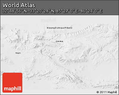 Physical 3D Map of the Area around 33° 4' 42" N, 85° 55' 30" E