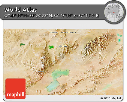 Satellite 3D Map of the Area around 33° 4' 42" N, 86° 46' 30" E