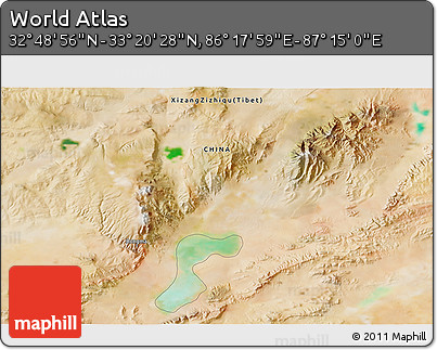 Satellite 3D Map of the Area around 33° 4' 42" N, 86° 46' 30" E