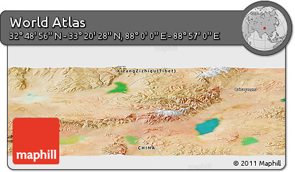 Satellite Panoramic Map of the Area around 33° 4' 42" N, 88° 28' 29" E