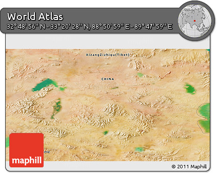 Satellite 3D Map of the Area around 33° 4' 42" N, 89° 19' 29" E