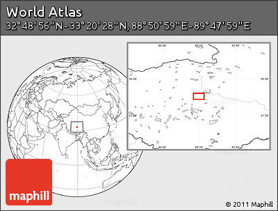 Blank Location Map of the Area around 33° 4' 42" N, 89° 19' 29" E