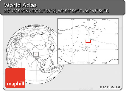 Blank Location Map of the Area around 33° 4' 42" N, 89° 19' 29" E