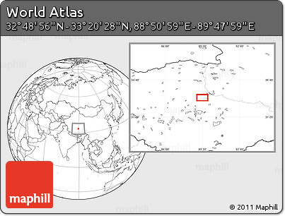 Blank Location Map of the Area around 33° 4' 42" N, 89° 19' 29" E