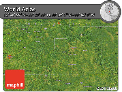 Satellite Map of the Area around 33° 4' 42" N, 89° 10' 30" W