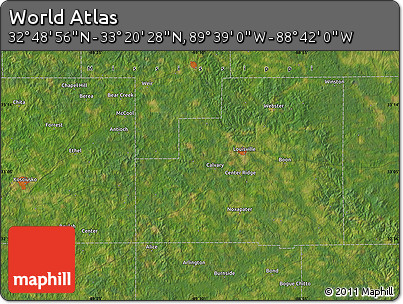 Satellite Map of the Area around 33° 4' 42" N, 89° 10' 30" W