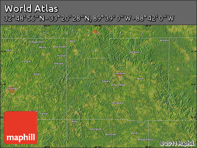 Satellite Map of the Area around 33° 4' 42" N, 89° 10' 30" W
