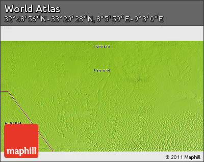 Physical 3D Map of the Area around 33° 4' 42" N, 8° 34' 29" E