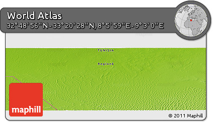 Physical Panoramic Map of the Area around 33° 4' 42" N, 8° 34' 29" E