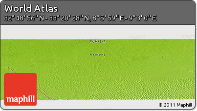 Physical Panoramic Map of the Area around 33° 4' 42" N, 8° 34' 29" E