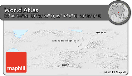 Physical Panoramic Map of the Area around 33° 4' 42" N, 90° 10' 30" E