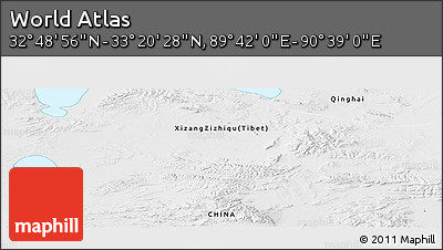 Physical Panoramic Map of the Area around 33° 4' 42" N, 90° 10' 30" E